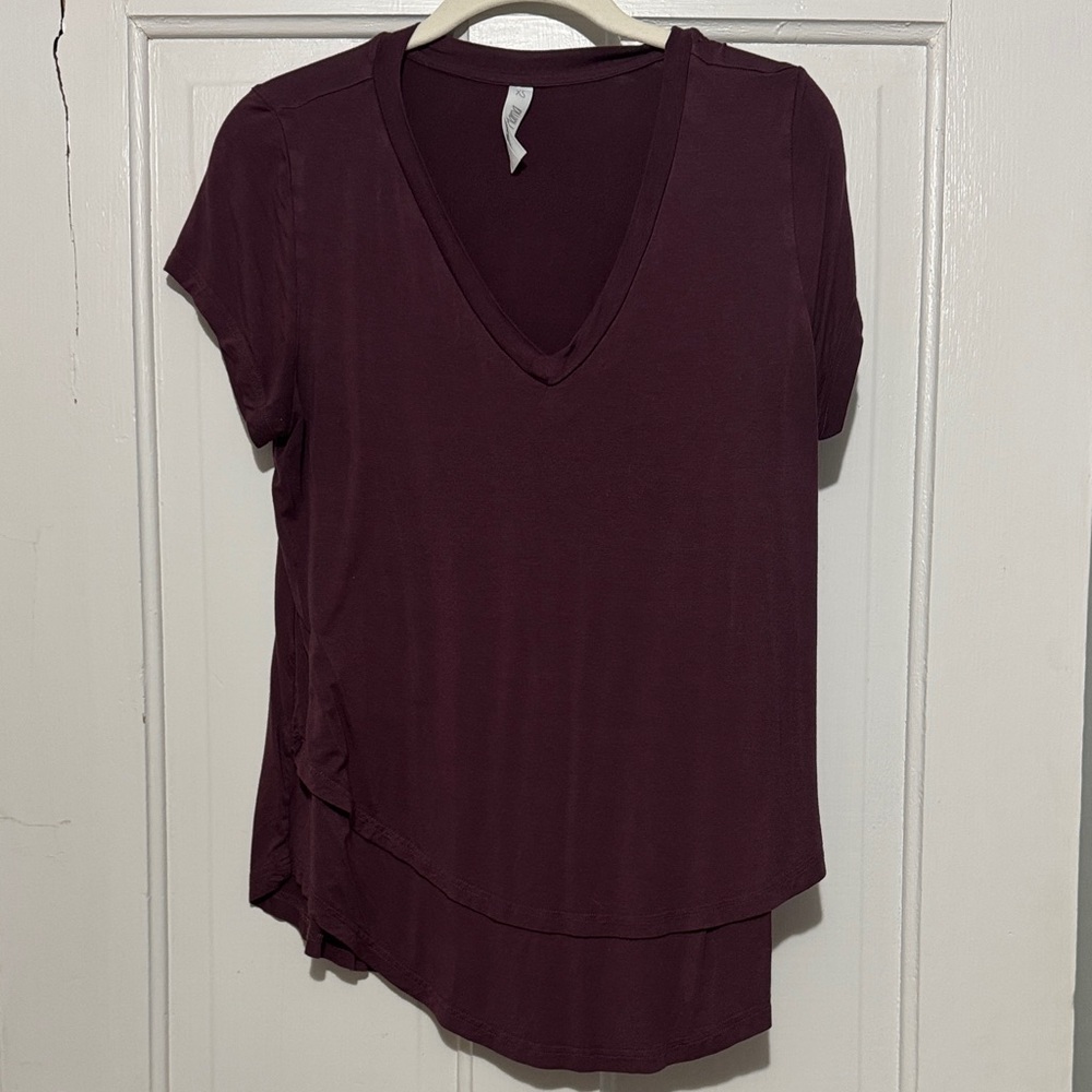 Latched Mama Deep Burgundy Short Sleeve Nursing Top